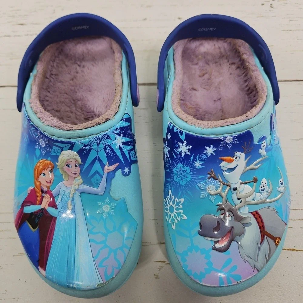 Crocs Disney‎ Frozen Movie Anna Elsa Girls C13 Fleece Lined Shoes Sandals